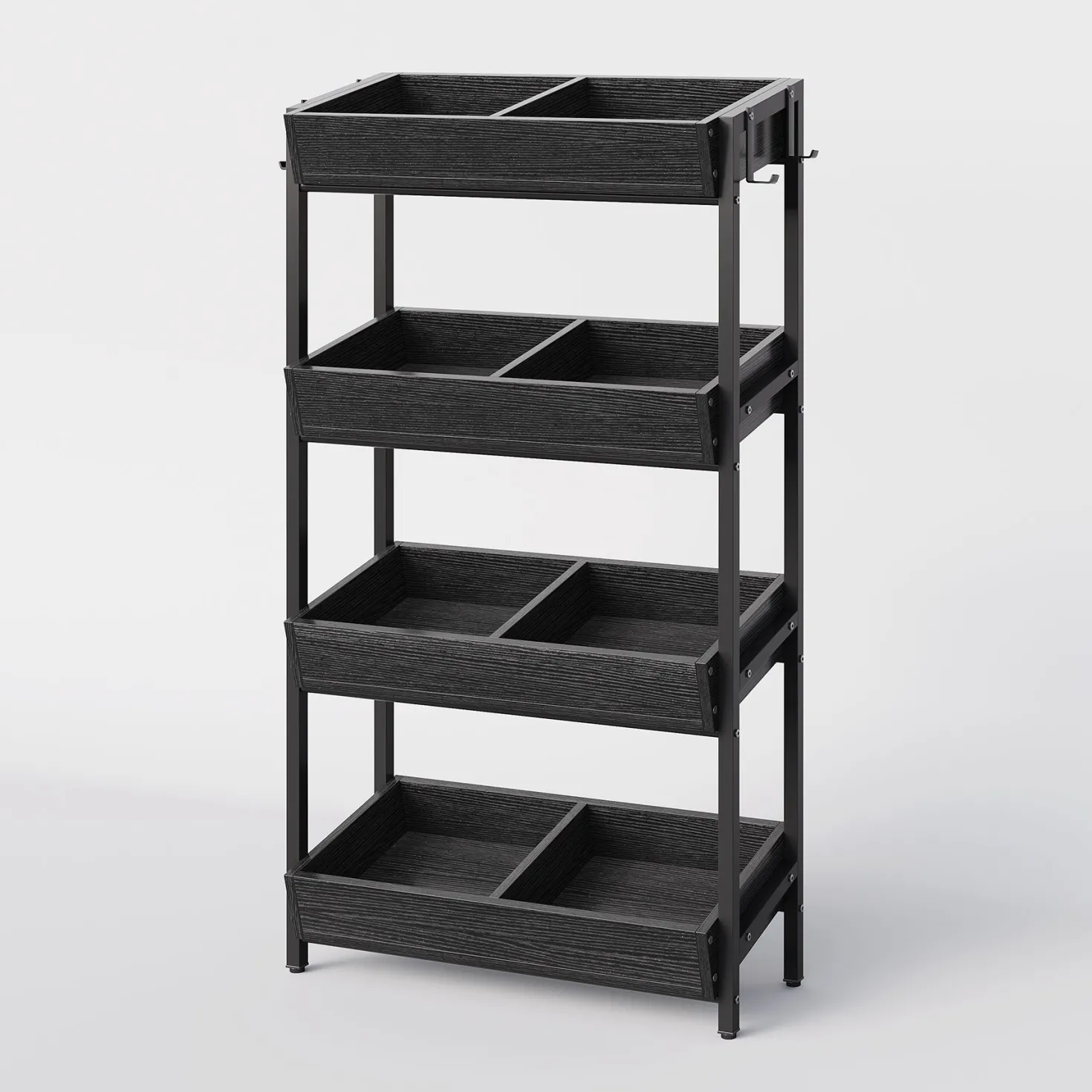 Wood Fruit Vegetable Storage Rack Stand, 4-Tier Storage Organizer