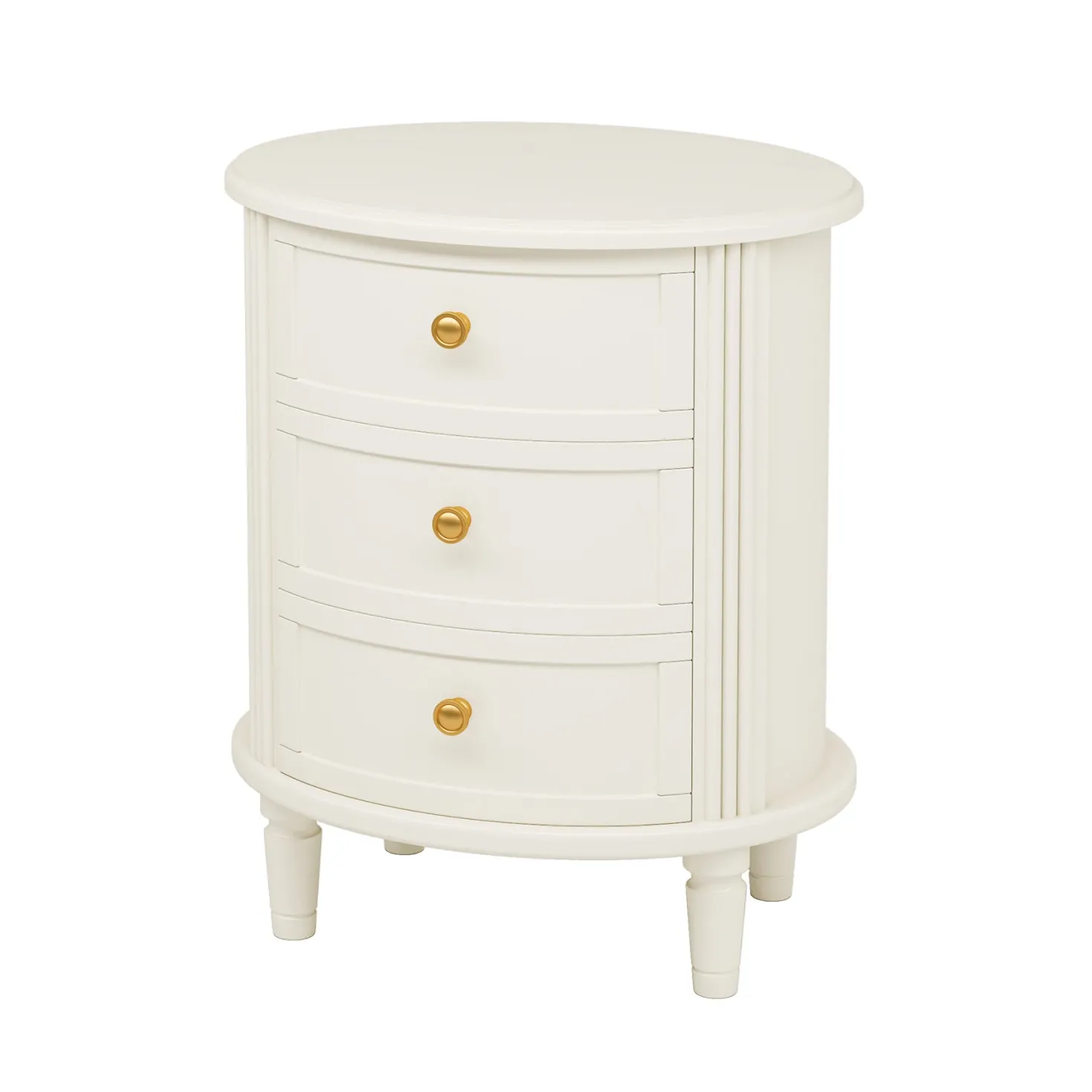 Wood Nightstand Bedside Table with 3 Drawers & Solid Wood Legs