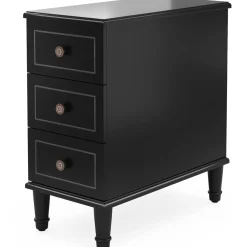 Wood Nightstand, Fully Assembled Narrow Side Table with 3 Drawers