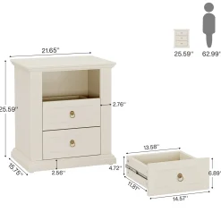 Wood Nightstand, Modern End Table Bedside Table with 3 storage Drawer
