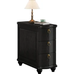 Wood Slim End Table, Fully Assembled Side Table Nightstand with 3-Drawers