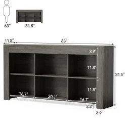 Wood Sofa Table, Rustic Console Table Entryway Table with 6 Storage Cubes