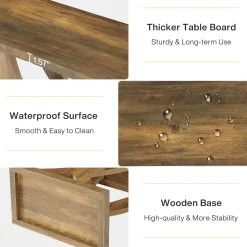 Wooden End Table, Farmhouse Side Table Nightstand with Cross Fishtail Support