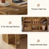 Wooden Kitchen Island, 55" Counter Height Coffee Bar Table with 2-Tier Shelves