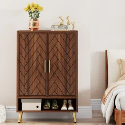 Wooden Shoe Cabinet, 6-Tier Shoe Organizer with Adjustable Shelves