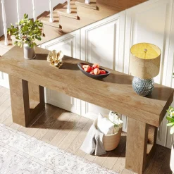 Wooden Sofa Table, 63-Inch Modern Console Table For Living Room