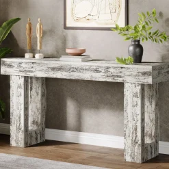 Wooden Sofa Table, 63-Inch Modern Console Table For Living Room