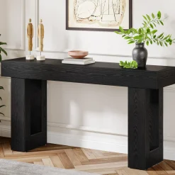 Wooden Sofa Table, 63-Inch Modern Console Table For Living Room