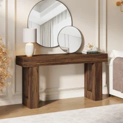 Wooden Sofa Table, 63-Inch Modern Console Table For Living Room