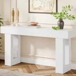 Wooden Sofa Table, 63-Inch Modern Console Table For Living Room