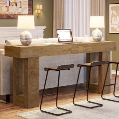 Wooden Sofa Table, 63-Inch Modern Console Table For Living Room