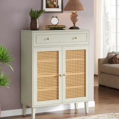 Wooden Storage Cabinet Sideboard with Adjustable Shelves and Drawer