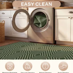 3x5 Modern Easy Jute Geometric Patio Rug, Washable Area Rugs Non-Slip Low Pile Carpet, Oeko-Tex Certified