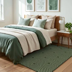 3x5 Modern Easy Jute Geometric Patio Rug, Washable Area Rugs Non-Slip Low Pile Carpet, Oeko-Tex Certified