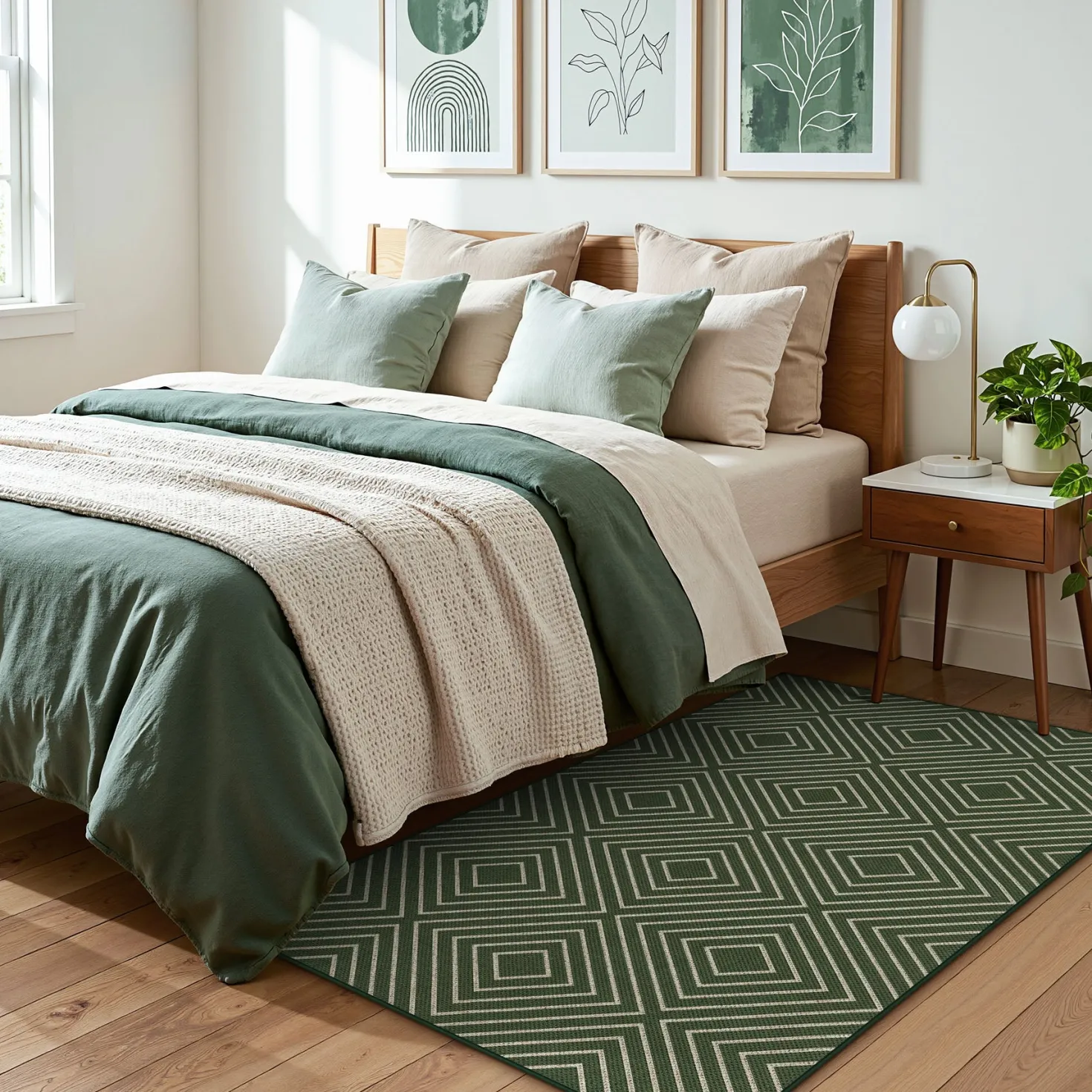 3x5 Modern Easy Jute Geometric Patio Rug, Washable Area Rugs Non-Slip Low Pile Carpet, Oeko-Tex Certified