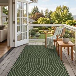 3x5 Modern Easy Jute Geometric Patio Rug, Washable Area Rugs Non-Slip Low Pile Carpet, Oeko-Tex Certified