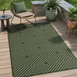 3x5 Modern Easy Jute Geometric Patio Rug, Washable Area Rugs Non-Slip Low Pile Carpet, Oeko-Tex Certified