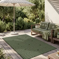 3x5 Modern Easy Jute Geometric Patio Rug, Washable Area Rugs Non-Slip Low Pile Carpet, Oeko-Tex Certified