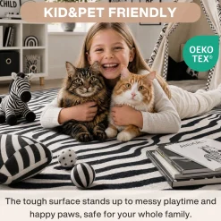 5x7 Zebra Print Washable Area Rug, Boho Modern Animal Soft Non Slip Nursery Living Room Carpet, Oeko-Tex Certified