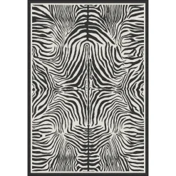 5x7 Zebra Print Washable Area Rug, Boho Modern Animal Soft Non Slip Nursery Living Room Carpet, Oeko-Tex Certified