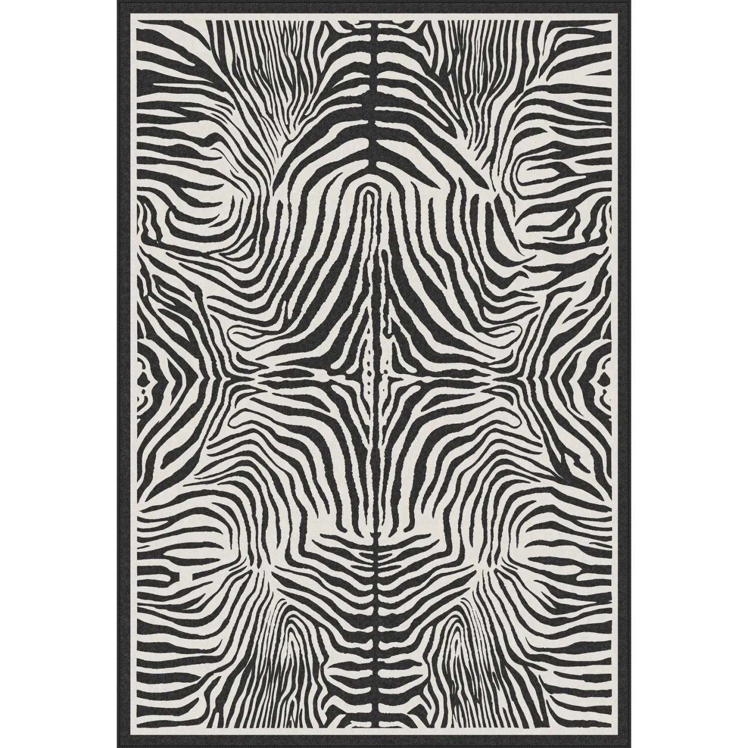5x7 Zebra Print Washable Area Rug, Boho Modern Animal Soft Non Slip Nursery Living Room Carpet, Oeko-Tex Certified