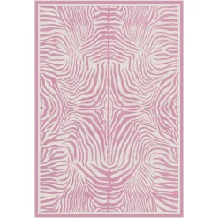 5x7 Zebra Print Washable Area Rug, Boho Modern Animal Soft Non Slip Nursery Living Room Carpet, Oeko-Tex Certified