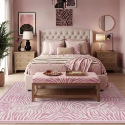 5x7 Zebra Print Washable Area Rug, Boho Modern Animal Soft Non Slip Nursery Living Room Carpet, Oeko-Tex Certified