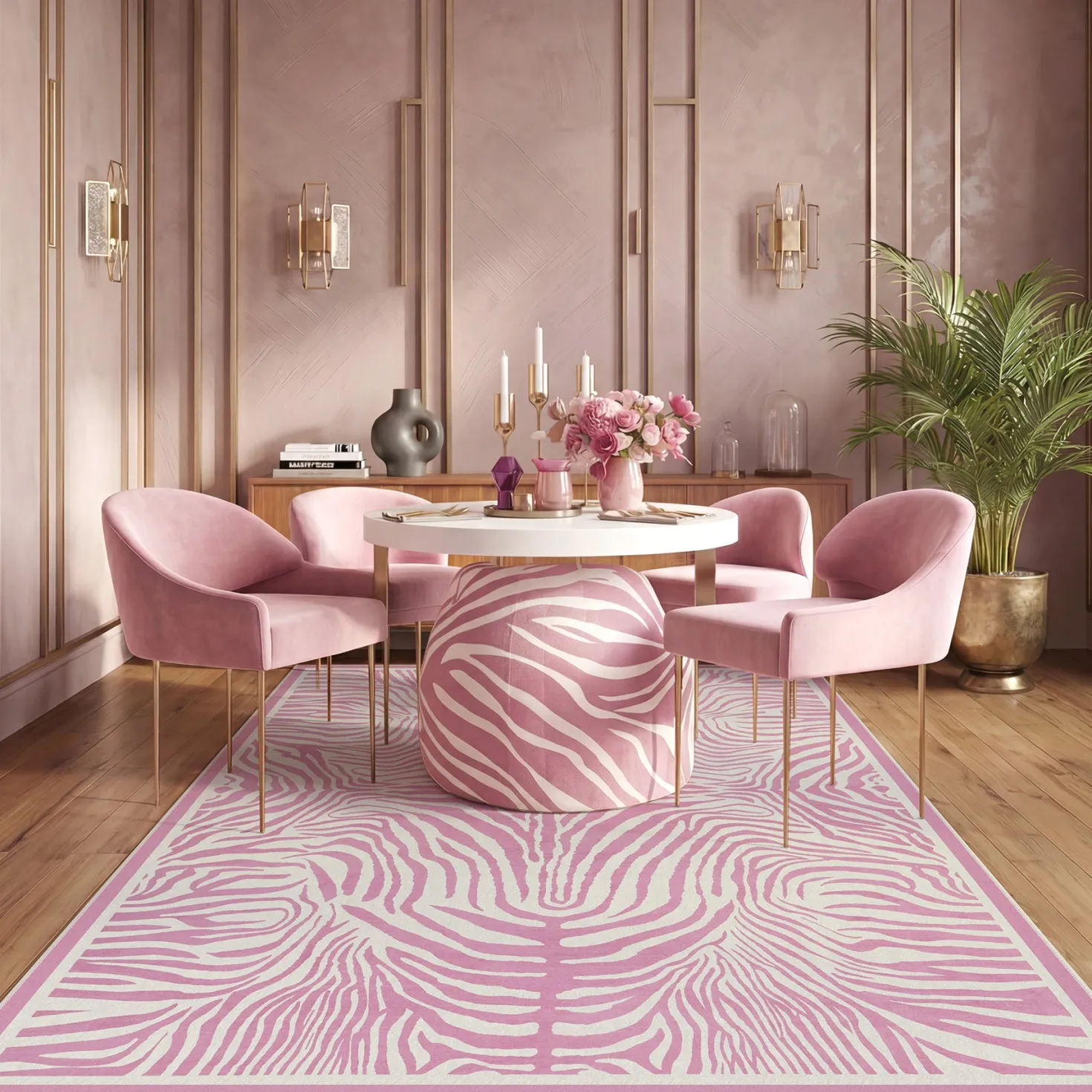 5x7 Zebra Print Washable Area Rug, Boho Modern Animal Soft Non Slip Nursery Living Room Carpet, Oeko-Tex Certified