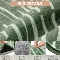 5x7/8x10 Abstract Machine Washable Area Rug, Soft Boho Minimalist Non-Slip Low Pile Carpet, Oeko-Tex Certified