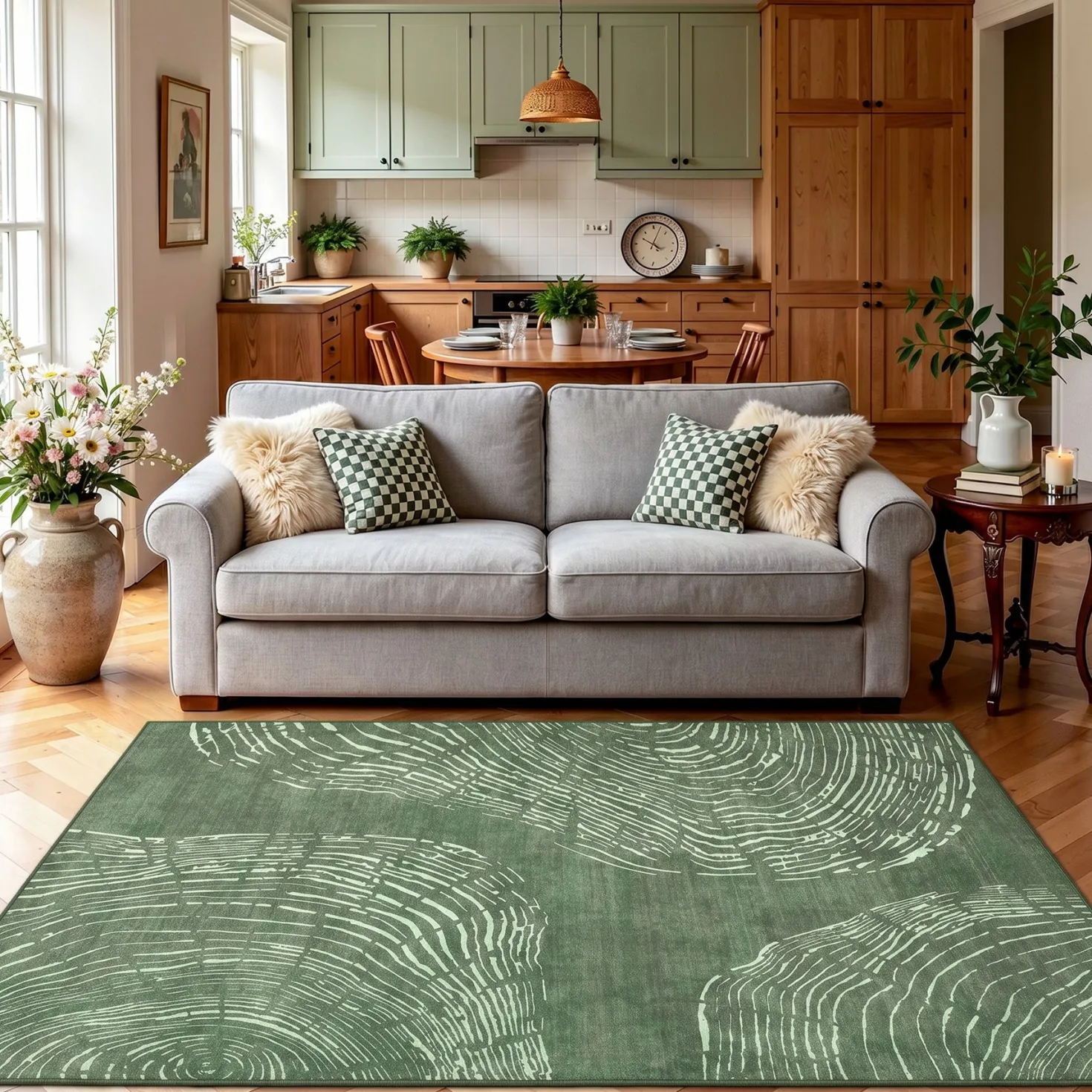 5x7/8x10 Abstract Machine Washable Area Rug, Soft Boho Minimalist Non-Slip Low Pile Carpet, Oeko-Tex Certified