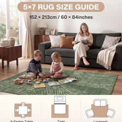 5x7/8x10 Abstract Machine Washable Area Rug, Soft Boho Minimalist Non-Slip Low Pile Carpet, Oeko-Tex Certified