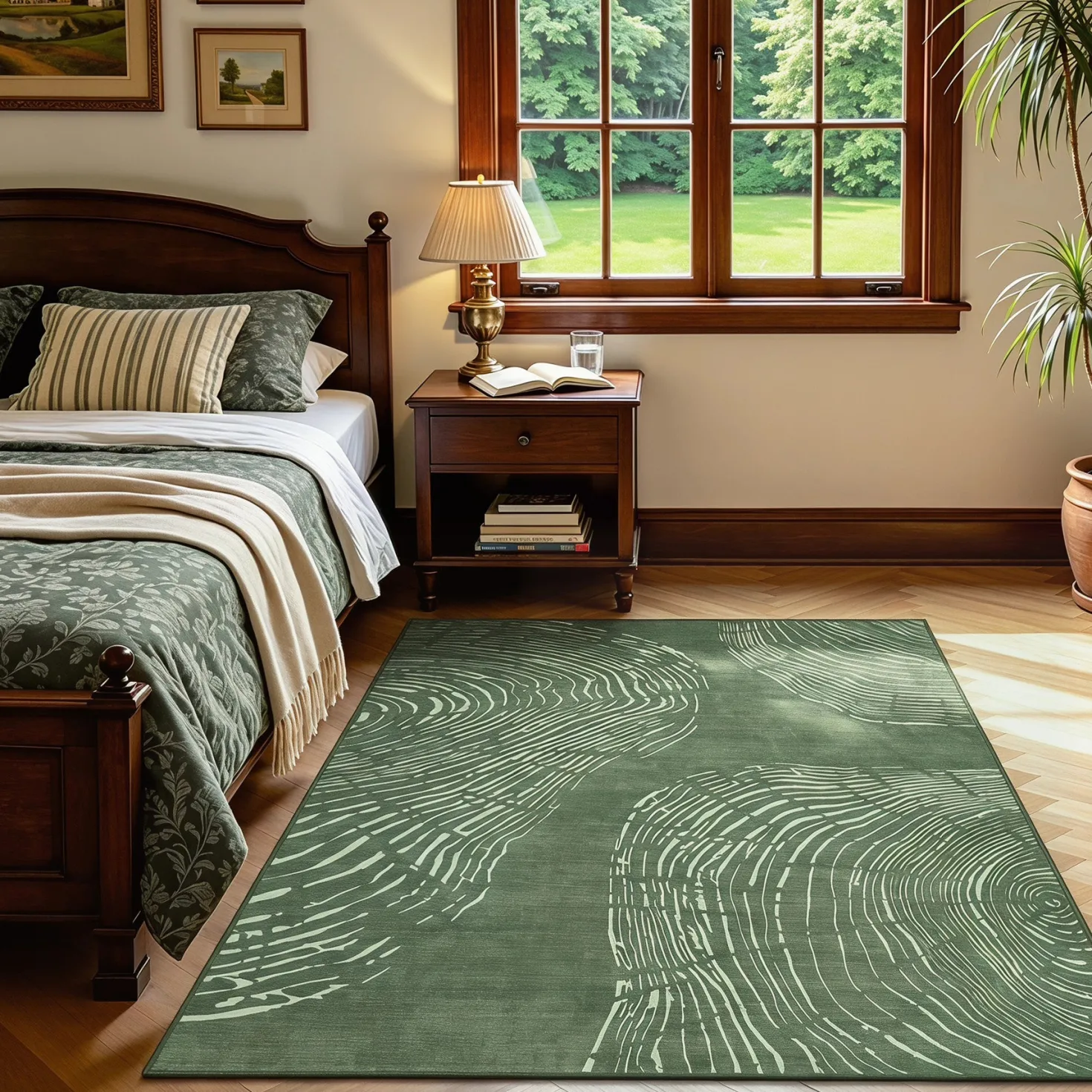 5x7/8x10 Abstract Machine Washable Area Rug, Soft Boho Minimalist Non-Slip Low Pile Carpet, Oeko-Tex Certified