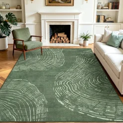 5x7/8x10 Abstract Machine Washable Area Rug, Soft Boho Minimalist Non-Slip Low Pile Carpet, Oeko-Tex Certified