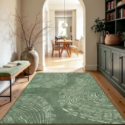 5x7/8x10 Abstract Machine Washable Area Rug, Soft Boho Minimalist Non-Slip Low Pile Carpet, Oeko-Tex Certified