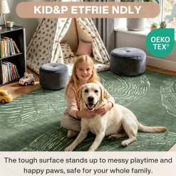 5x7/8x10 Abstract Machine Washable Area Rug, Soft Boho Minimalist Non-Slip Low Pile Carpet, Oeko-Tex Certified