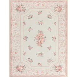 5x7/8x10 Boho Floral Area Rug, Vintage Soft Washable Low Pile Nursery Living Room Carpet, Oeko-Tex Certified