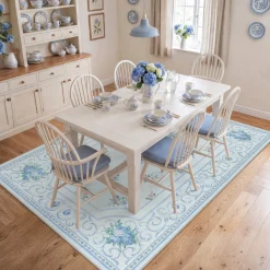 5x7/8x10 Boho Floral Area Rug, Vintage Soft Washable Low Pile Nursery Living Room Carpet, Oeko-Tex Certified