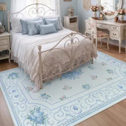 5x7/8x10 Boho Floral Area Rug, Vintage Soft Washable Low Pile Nursery Living Room Carpet, Oeko-Tex Certified