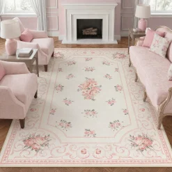 5x7/8x10 Boho Floral Area Rug, Vintage Soft Washable Low Pile Nursery Living Room Carpet, Oeko-Tex Certified