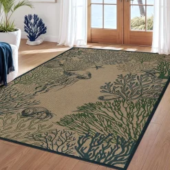 3x5/5x7 Easy Jute Washable Indoor Outdoor Patio Rug, Boho Coastal Non-Slip Living Room Area Carpet for Entryway Porch, Oeko-Tex Certified