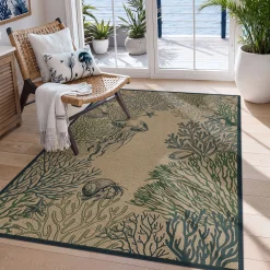 3x5/5x7 Easy Jute Washable Indoor Outdoor Patio Rug, Boho Coastal Non-Slip Living Room Area Carpet for Entryway Porch, Oeko-Tex Certified