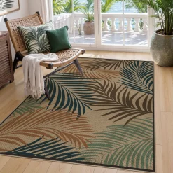 3x5/5x7 Easy Jute Washable Indoor Outdoor Patio Rug, Boho Coastal Non-Slip Living Room Area Carpet for Entryway Porch, Oeko-Tex Certified