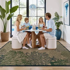 3x5/5x7 Easy Jute Washable Indoor Outdoor Patio Rug, Boho Coastal Non-Slip Living Room Area Carpet for Entryway Porch, Oeko-Tex Certified