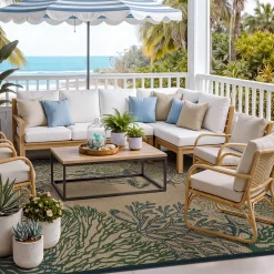 3x5/5x7 Easy Jute Washable Indoor Outdoor Patio Rug, Boho Coastal Non-Slip Living Room Area Carpet for Entryway Porch, Oeko-Tex Certified