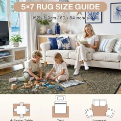 3x5/5x7 Easy Jute Washable Indoor Outdoor Patio Rug, Boho Coastal Non-Slip Living Room Area Carpet for Entryway Porch, Oeko-Tex Certified