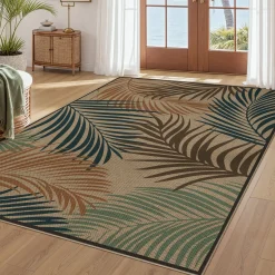 3x5/5x7 Easy Jute Washable Indoor Outdoor Patio Rug, Boho Coastal Non-Slip Living Room Area Carpet for Entryway Porch, Oeko-Tex Certified