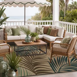 3x5/5x7 Easy Jute Washable Indoor Outdoor Patio Rug, Boho Coastal Non-Slip Living Room Area Carpet for Entryway Porch, Oeko-Tex Certified