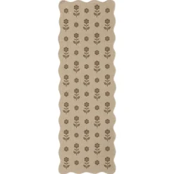 2x6/3x5 Floral Easy Jute Hallway Runner Rug, Scalloped Kitchen Runner Rug Non Skid Washable Indoor Carpet, Oeko-Tex Certified