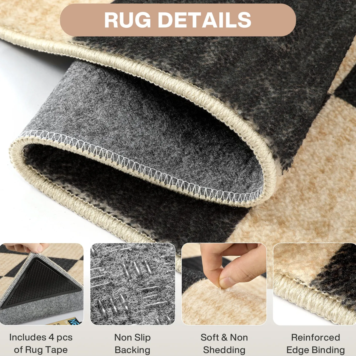5x7/8x10 Large Geometric Area Rugs, Soft Washable Rug for Bedroom Non-Slip