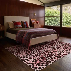 5x7/8x10 Leopard Print Area Rug, Animal Soft Carpet Machine Washable Cheetah Rug for Living Room, Oeko-Tex Certified